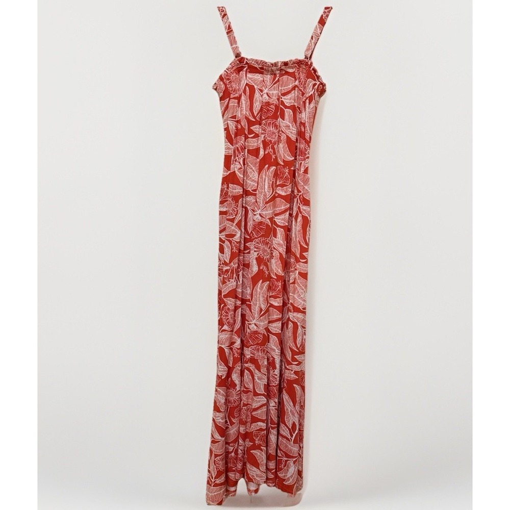 Serra Maxi Dress Orange White Floral M Coastal Cowgirl Sundress Boho Resort